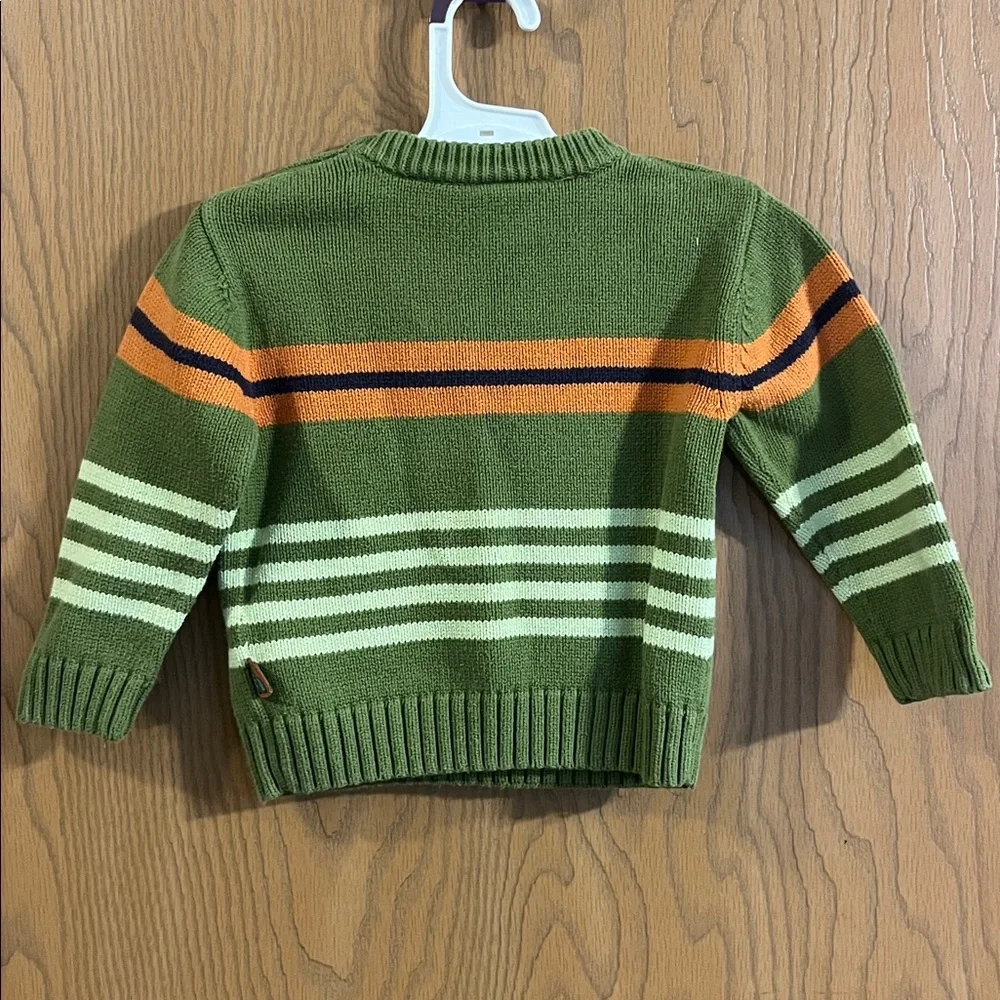 Vintage Gymboree Green Striped‎ Knit Crewneck Sweater 2T